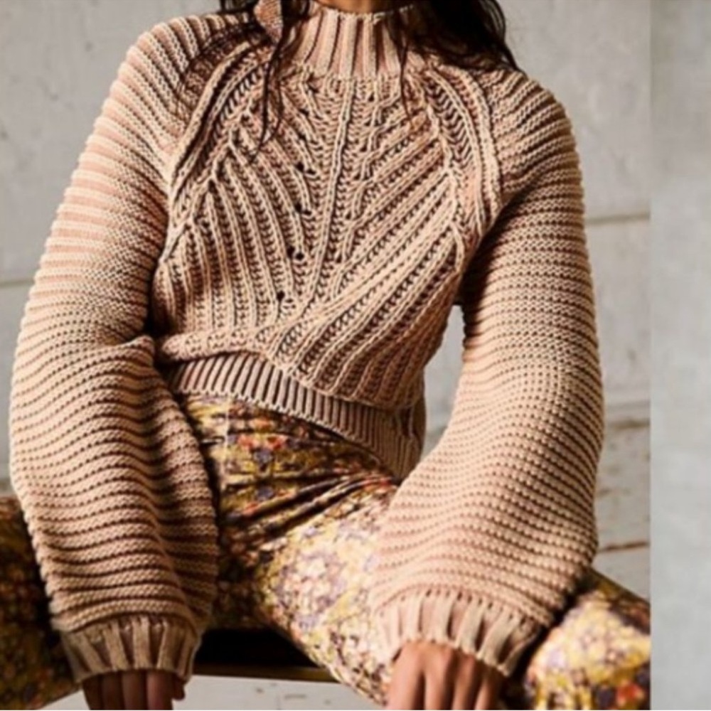 Free People Sweater Sweetheart Chunky Rib Knit Size XS Mock neck Ribbed